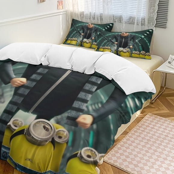x481 Despicable Me 3-Piece Bedding Set Warm And Comfortable Soft Duvet Cover Bed Set with 1 Duvet Cover And 2 Pillowcases for Bedroom b481