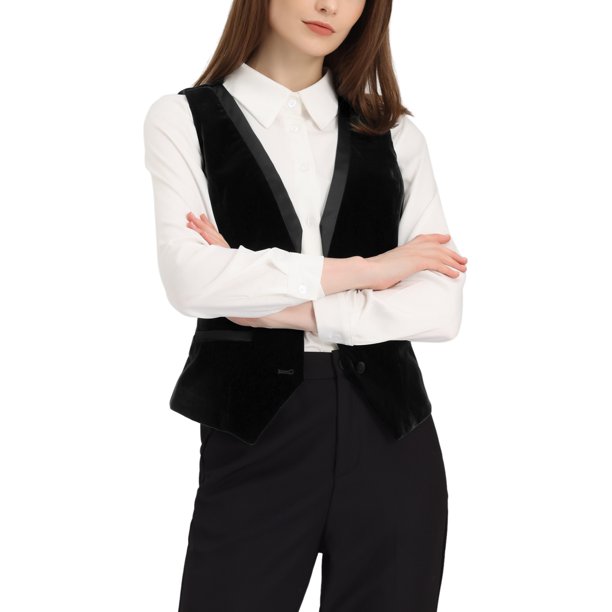 INSPIRE CHIC Chaleco de Terciopelo de Halloween para Mujer Retro Sin Mangas Steampunk Chaleco Elegante 3XL Negro