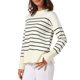 thumbnail image 4 of INSPIRE CHIC Suéter de Punto de Cuello Redondo a Rayas de Manga Larga para Mujer Talla XL Blanco, 4 of 6