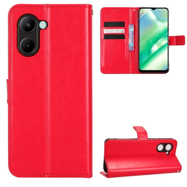 Funda tipo libro para Realme C33 4G, cartera todo‑en‑uno, funda multifuncional con tarjetero y correa de muñeca desmontable