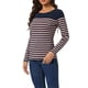thumbnail image 4 of INSPIRE CHIC Blusa de Mujer para Regreso a Clases con Bloque de Color a Rayas de Manga Larga Camiseta Casual XL Azul Rosa, 4 of 6