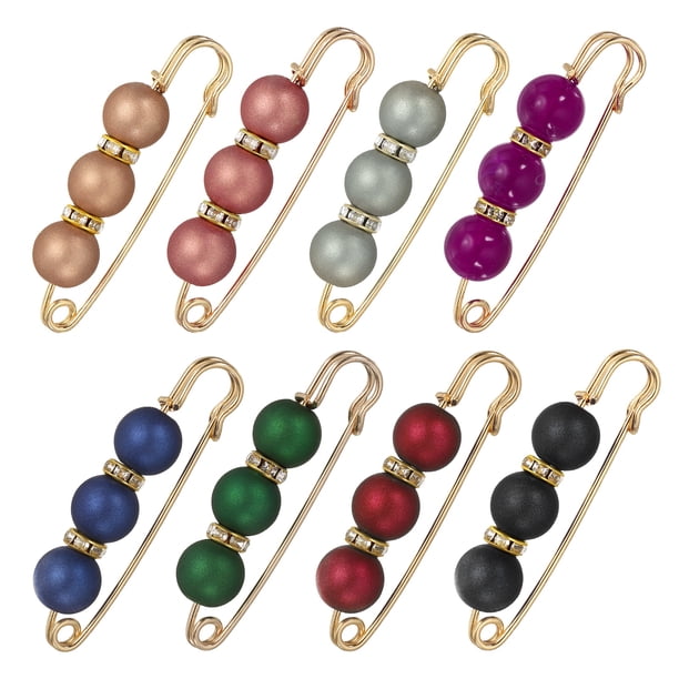 Broches de Perlas, Broche Decorativo de Seguridad para Moda en Suéter, Chal, Clip de Cristal para Cuello, Vestido, Camisa, Accesorios de Ropa para Mujeres, 8 piezas