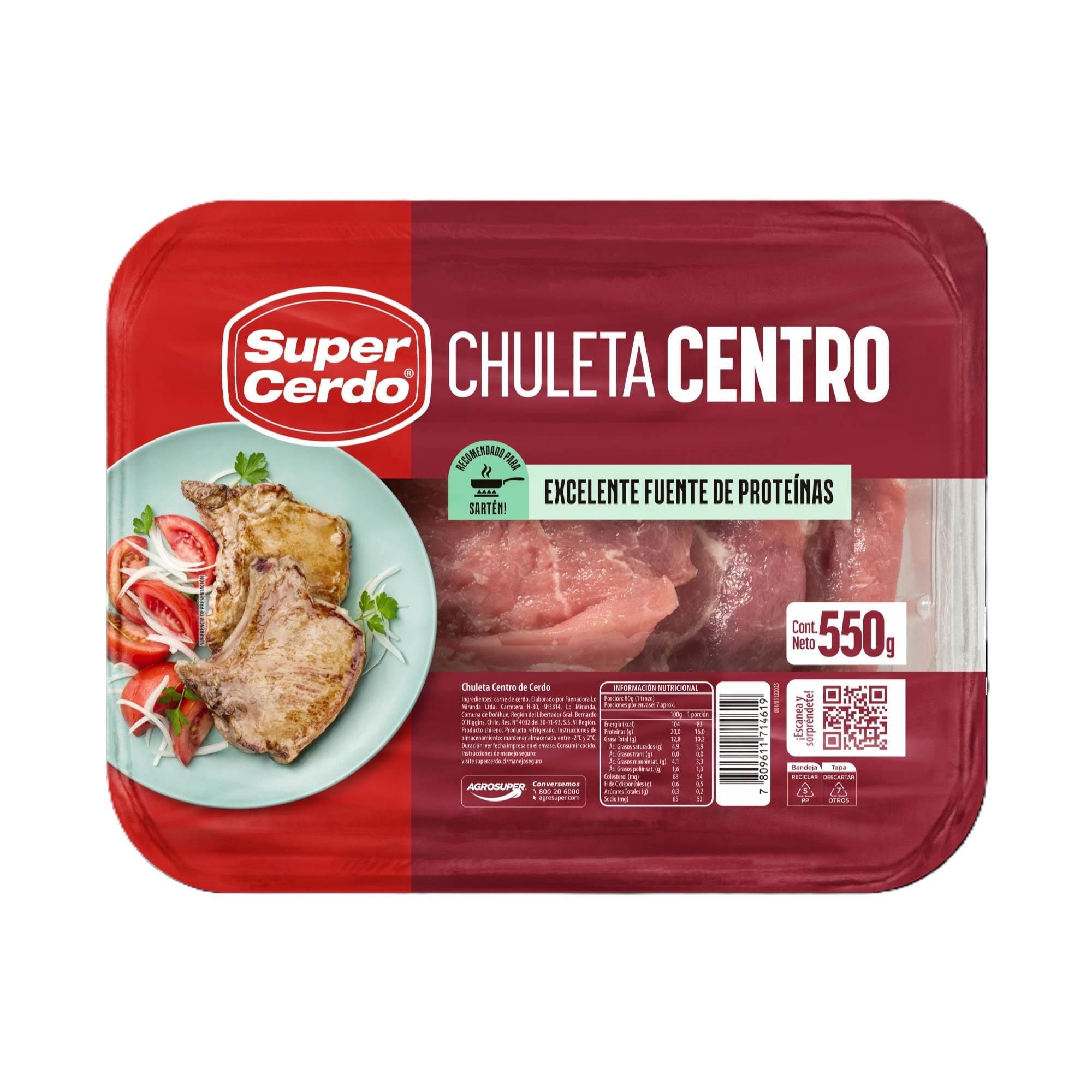 Chuleta De Cerdo Centro 550 g Super Cerdo