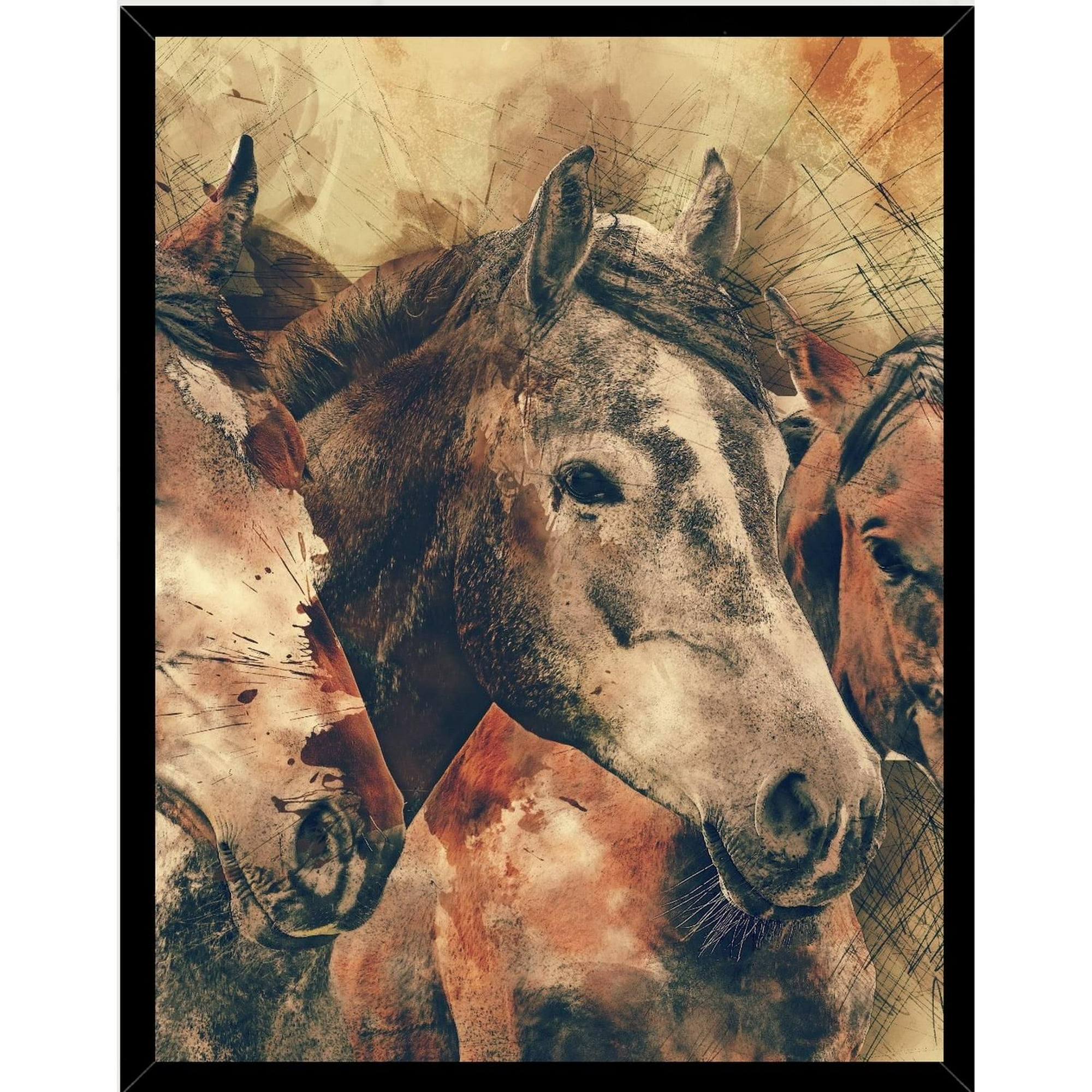 Genérico - Cuadro Decorativo Figura Caballos Medidas 30x40 Cm