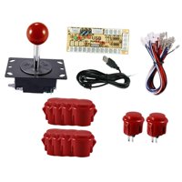 Magideal - Componentes De Manija De Joystick Para Juegos De Arcade De 1 Jugador, Piezas De Bricolaje, Fácil Instalación, Placa Codificadora Con Botones A Presión Rojo