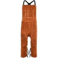 Xusx111 - Soldadura Delantal Pata Dividida Para Hombres - Chispa Llama Resistente Al Calor Bib Protector Chaps - Pantalones De Cuero De Vaca Pesado (Camello)