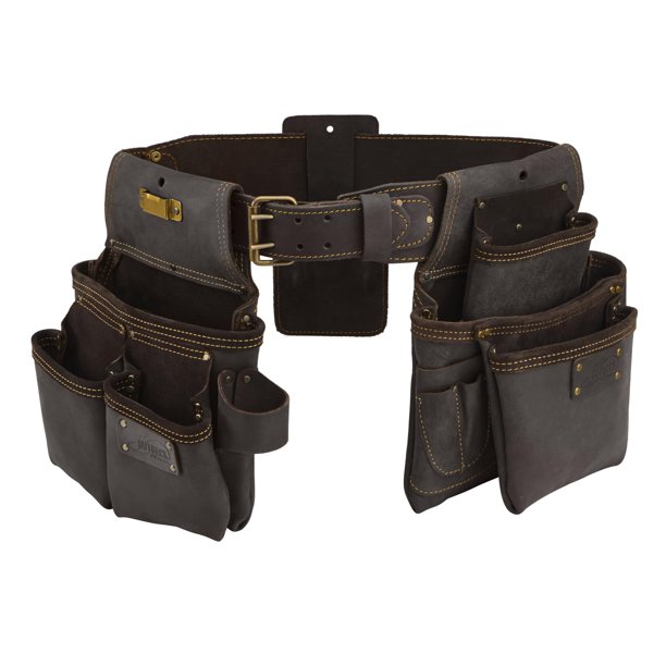 Cinturón de Herramientas de Construcción OX + Bolsillos - Cinturón de Cuero para Hombre - Talla XL