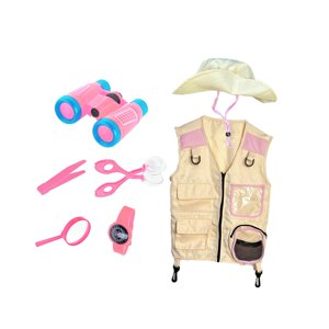 Magideal - Chaleco De Aventura Para Niños, Conjunto De Ropa Para Exteriores Con Sombrero, Chaleco De Carga, Pinzas Y Lupa, Poliéster, Adecuado Para Exploración A Rosa