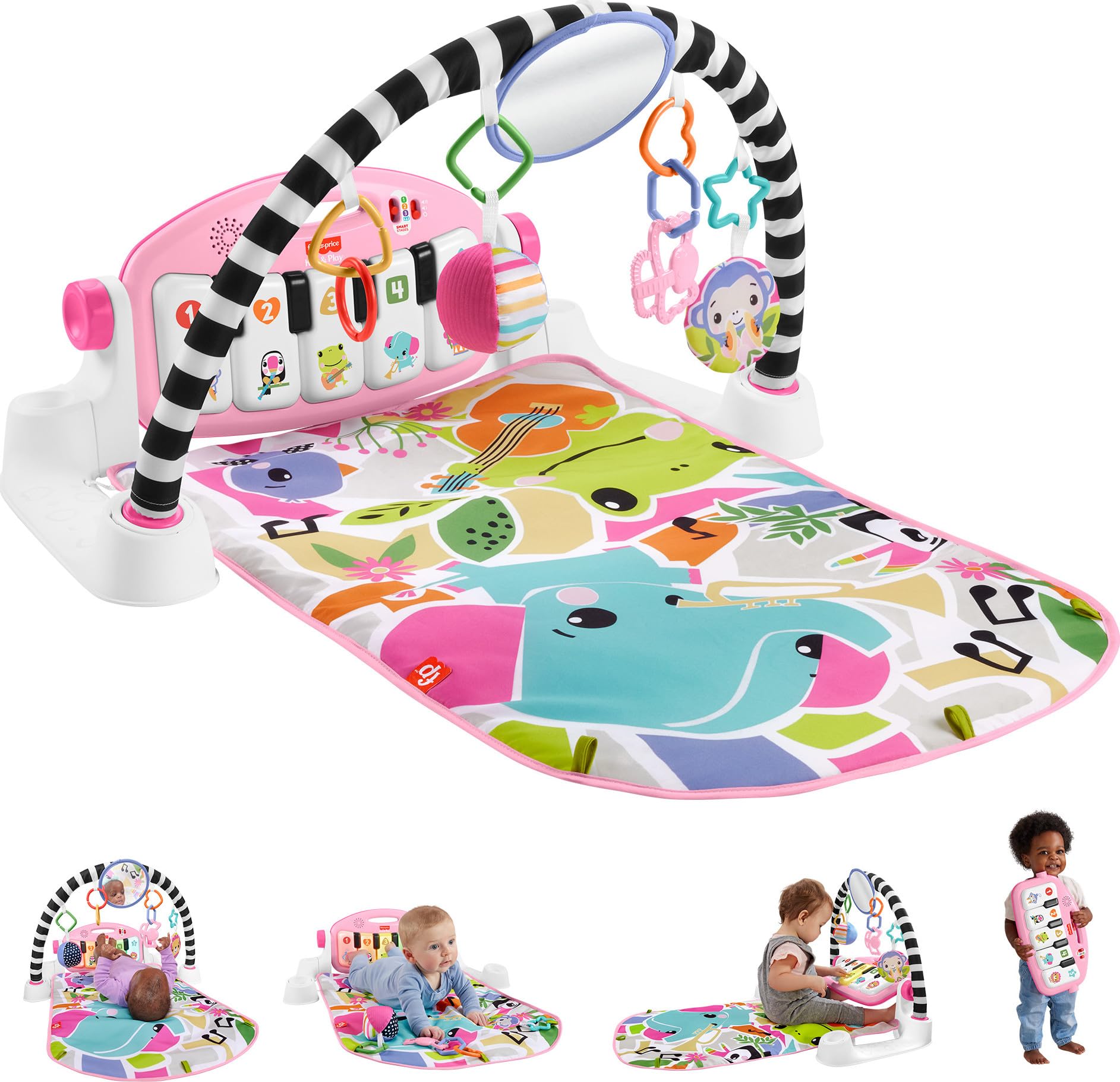 Fisher Price - Playmat Fisher-Price Glow And Grow Kick & Play Piano Gym Rosa