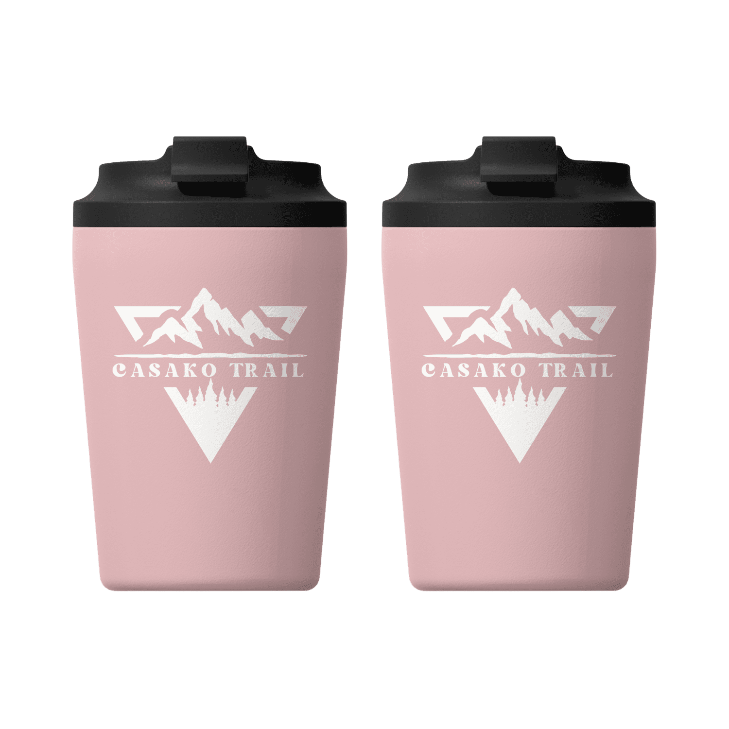 Casako Trail - Mug Térmico 240 Ml Set De 2 Para Café Flipseal Acero Inoxidable Rosa Cuarzo