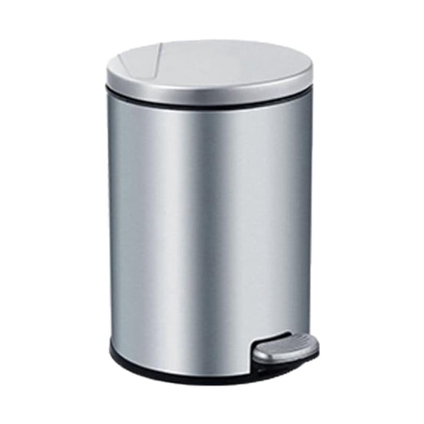 Cubo De Basura De Paso Redondo, Cubo De Basura, Manos Libres, Impermeable, Para Cocina, Baño, Hogar, Plateado