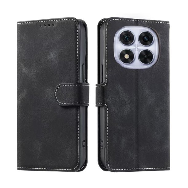 Funda Cartera para Xiaomi Redmi Note 14 Pro 5G Tapa con Ranuras, Soporte y Correa Negro