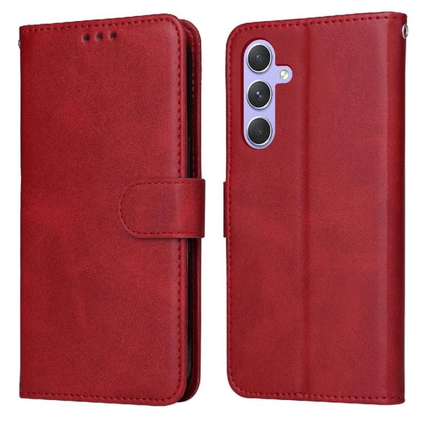 Funda Billetera para Samsung Galaxy M54 5G con Porta Tarjetas y Soporte Ajustable Rojo