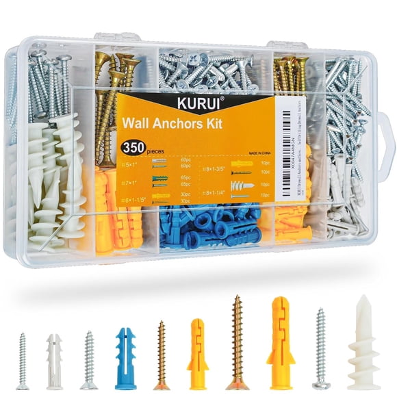 Anclajes Drywall KURUI Kit 350 piezas con tornillos