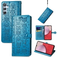 Funda Cartera Foxdock Para Samsung Galaxy A14 , Flip Pu Con Relieve De Gatos Y Perros, Tarjetero Y Soporte