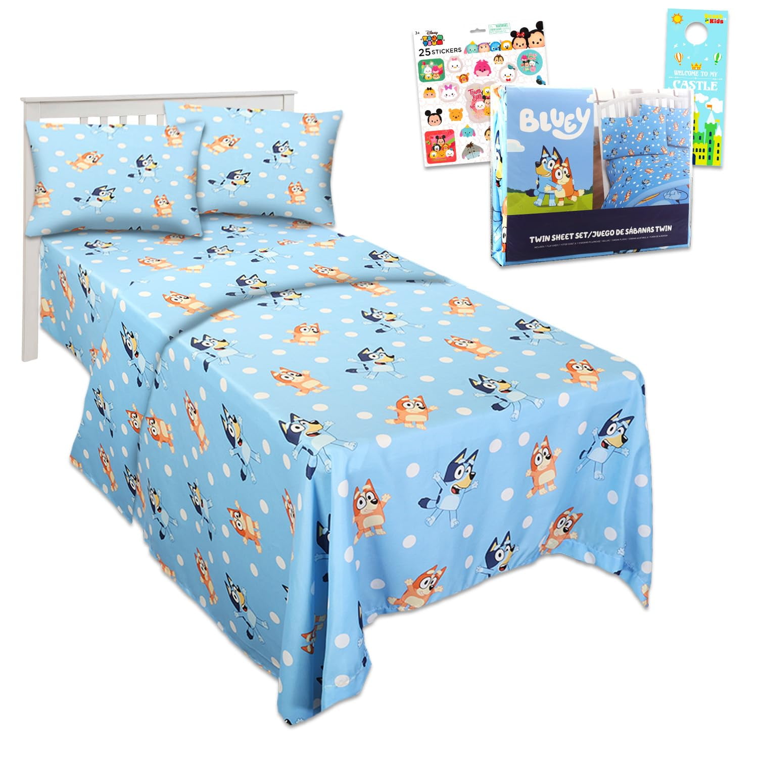 Juego De Ropa De Cama Bluey Cama Individual Sábana Encimera Sábana Bajera Funda De Almohada