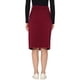 thumbnail image 3 of INSPIRE CHIC Falda de Mezclilla de Cintura Alta para Mujer Falda de Jean de Largo a la Rodilla con Dobladillo Deshilachado y Bolsillos Rojo Oscuro S, 3 of 6