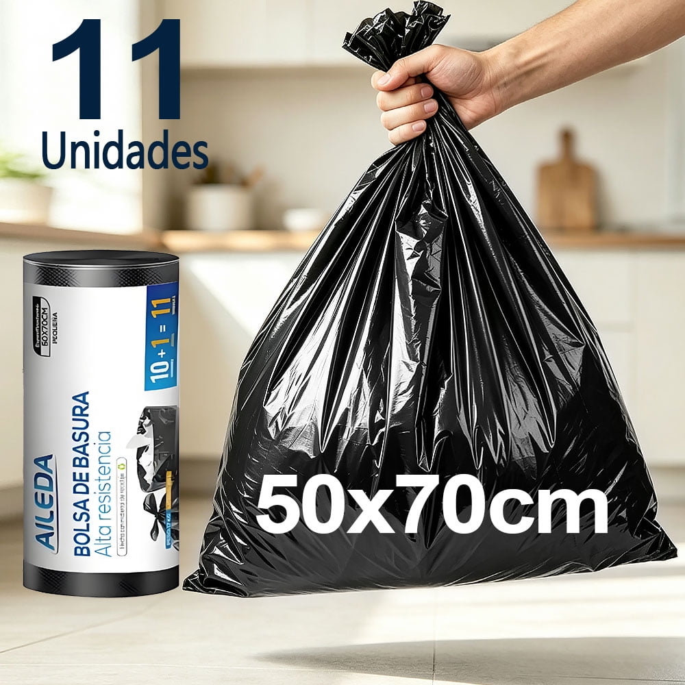 Aileda Bolsa De Basura Pequeña 50x70 Cms - Excelente Calidad 1 rollo con 11 unidades