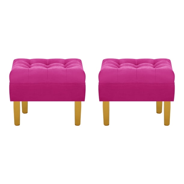 Set Pouf Wood 1c Felpa 01 Fucsia