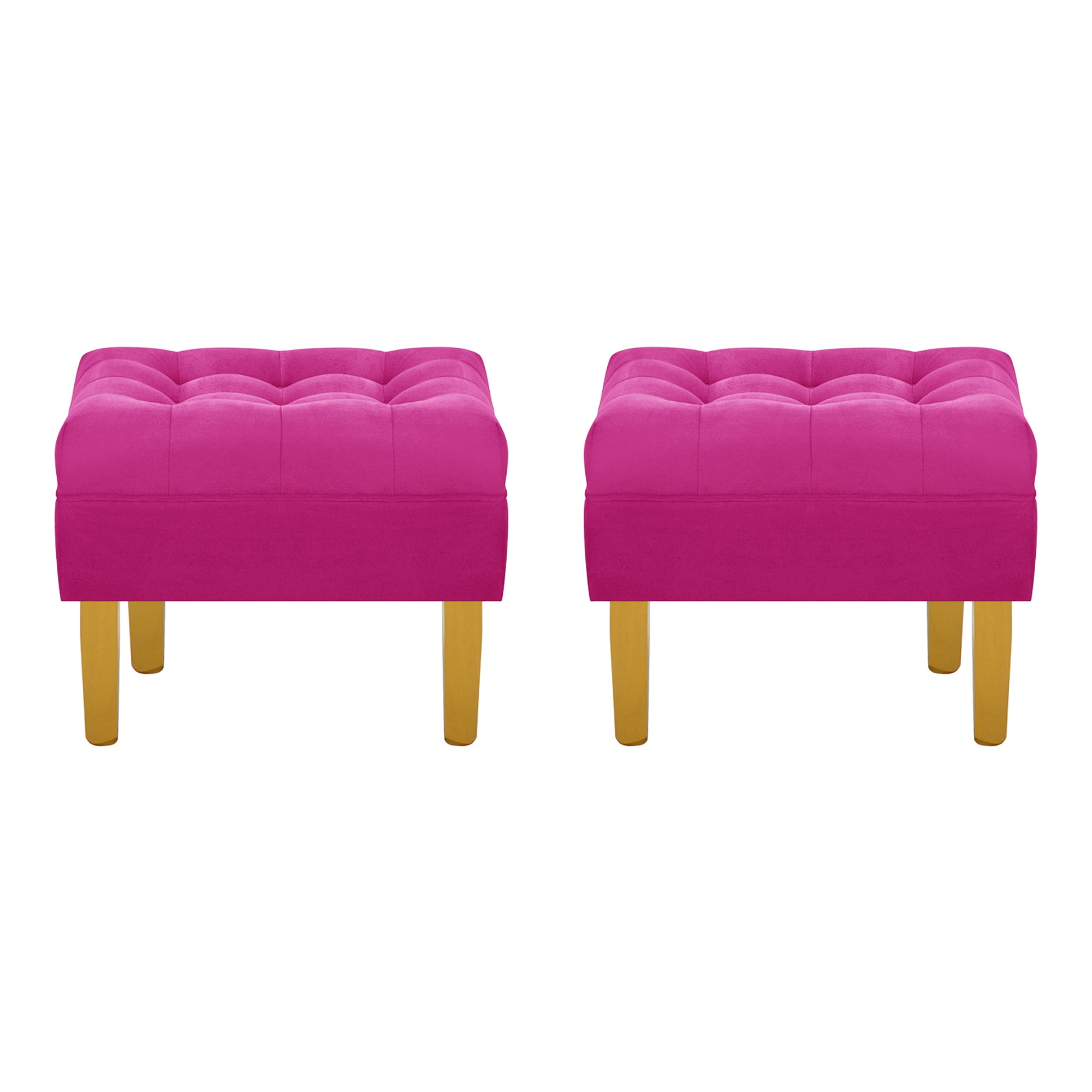 Bodevir - Set Pouf Wood 1c Felpa 01 Fucsia