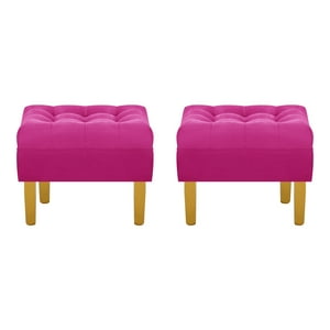 Bodevir - Set Pouf Wood 1C Felpa 01 Fucsia