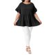 thumbnail image 2 of Agnes Orinda Blusas de Verano para Mujer de Talla Grande con Puntos Suizos, Lazo en la Espalda, Cuello Redondo, Manga Corta con Volantes y Dobladillo en Capas 3X Negro, 2 of 6