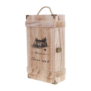 Magideal - Caja De Madera Para De Vino, Caja De Embalaje De Madera, Caja De Almacenamiento Con Tapa Con Bisagras De Cuerda Para Cumpleaños, Bodas,