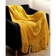 thumbnail image 3 of Manta Con Flecos Decorativa Y Tejido De Rombos En Relieve Color Amarillo, 3 of 4