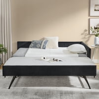 M&Ms - Full Size Daybed With Trundle Upholstered Tufted Sofa Bed, Sofa Bed Frame With Comfortable Backrest And Armrests, Velvet, Black(79.5''X58''X25'')