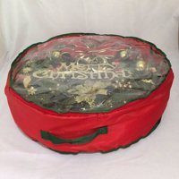 Xusx111 - Bolsa De Almacenamiento De Coronas De Navidad 30"" | Girlanda Coronas Contenedor Con Ventana Transparente Para Fácil Almacenamiento De Vacaciones | Durable 420D Material Oxford (Rojo)