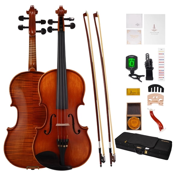 Juego de violines PHOENIX 4/4 de tamaño completo de madera maciza para principiantes