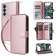 thumbnail image 2 of Funda Cartera con Cremallera y Correa para Samsung Galaxy A15 5G Soporte y Tarjetero Oro rosa, 2 of 6