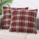 thumbnail image 1 of REGALWOVEN Juego de 2 Fundas de Cojín Decorativas de Copo de Nieve a Cuadros Festivos Tartan Escocés Funda de Cojín Rojo Pompones Cuadrícula 18' x 18', 1 of 6