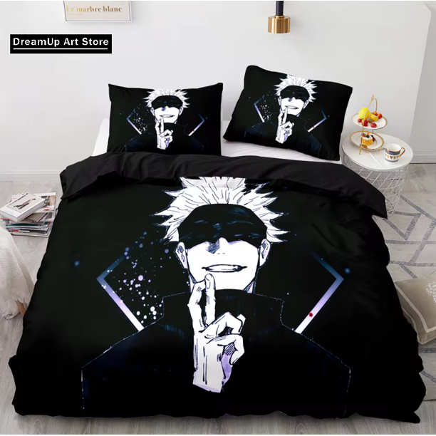 Anime Jujutsu Kaisen Satoru Gojo Bedding Set Cute Quilt Cover Bed Cover With Pillowcase Boys Adult