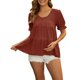 thumbnail image 1 of INSPIRE CHIC Blusas de Maternidad para Mujeres Boho con Volantes Cuello en V Botón Manga Corta Camisas en Capas Sueltas y Holgadas Tops Casuales 2XL Marrón, 1 of 6