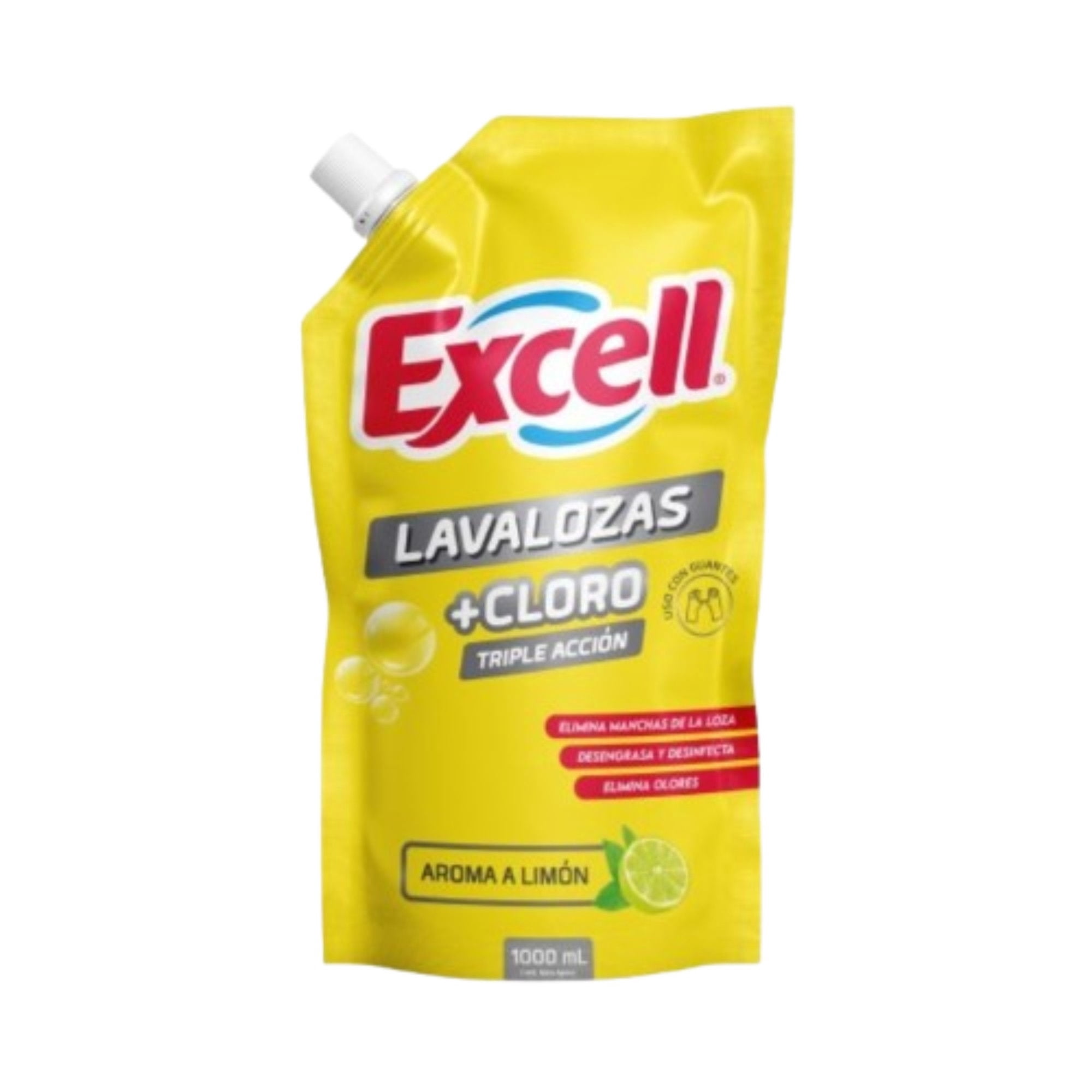 Lavalozas + Cloro Triple Acción Limón 1000 ml Excell
