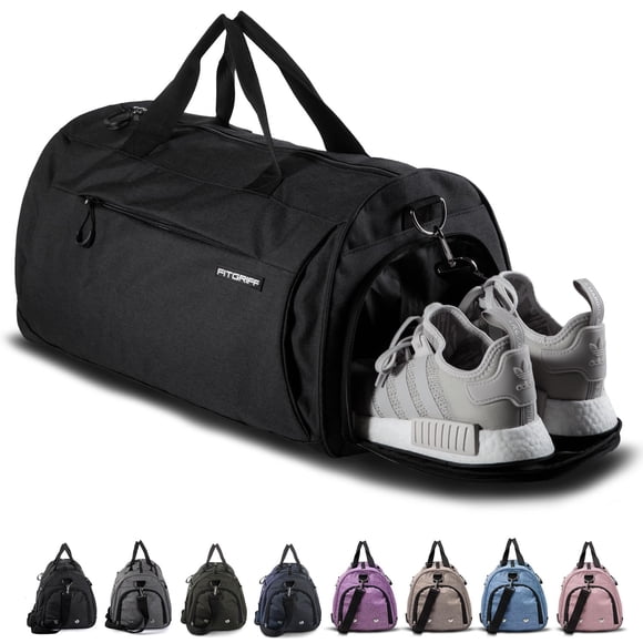 Bolsa de gimnasio Fitgriff con compartimento para zapatos y artículos húmedos, unisex, negra