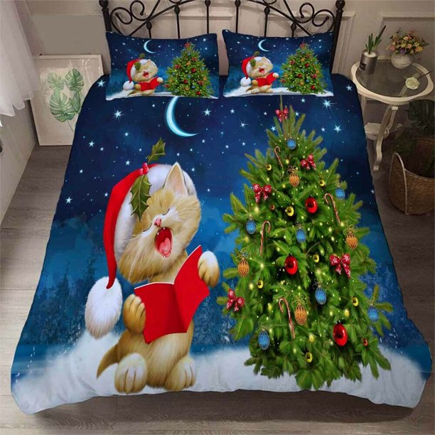 Bell Old Man Snow Duvet Quilt Covers Pillow Case Bedding Sets3-Piece Bedding Set (1 Duvet Cover + 2 Pillow Shams)