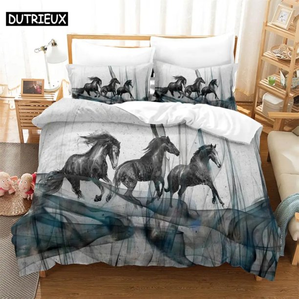 Galloping horses Digital Bedding SetDuvet Cover + PillowcasePopular Style bedding set