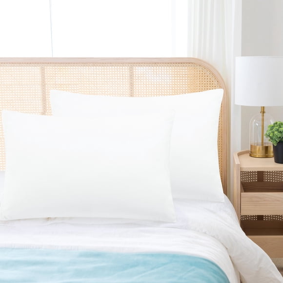 PiccoCasa 1800 Funda de Almohada Transpirable con Cremallera Juego de 2, Queen Blanco 20"x30"