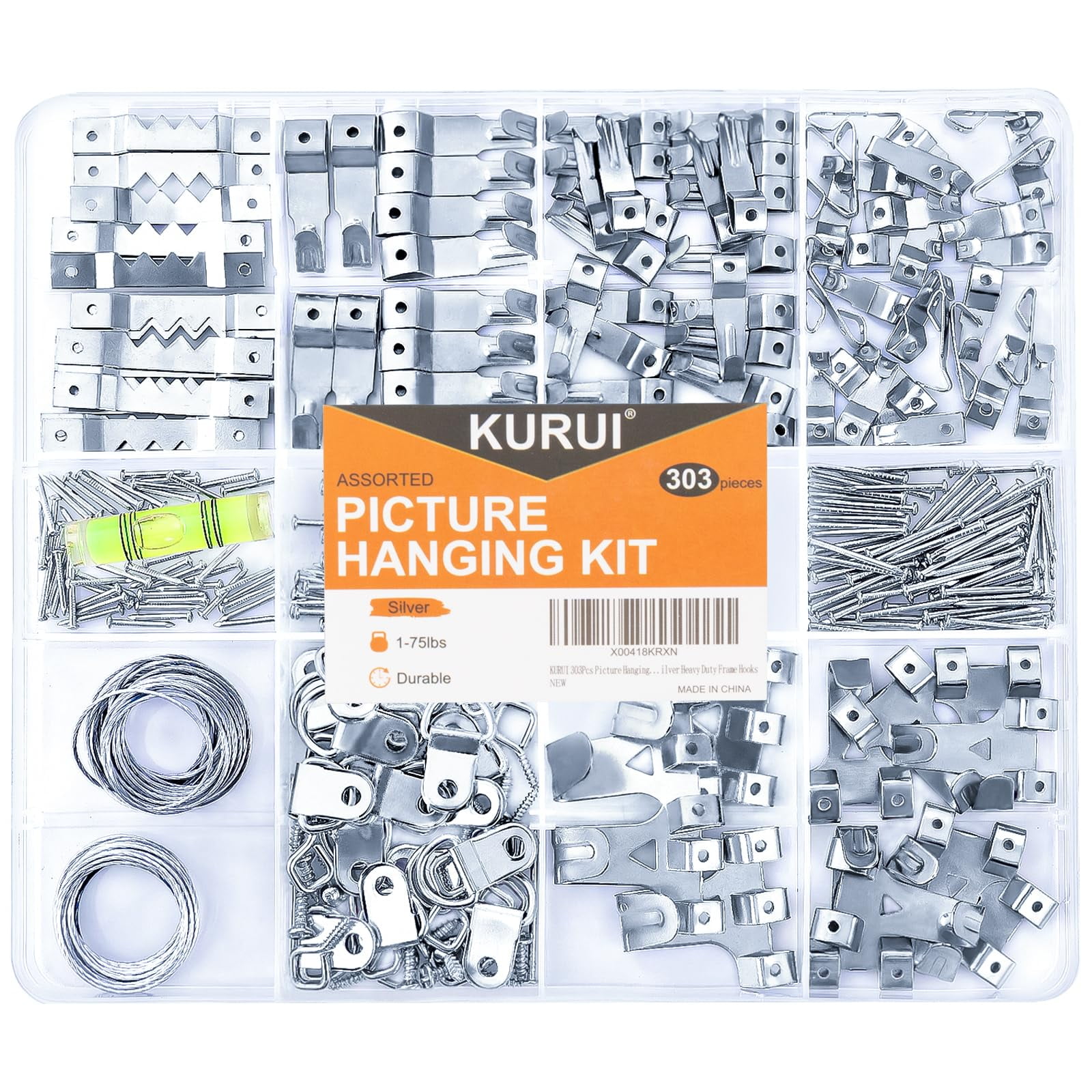 Kit Para Colgar Cuadros Kurui, 303 Piezas, Con Ganchos De Pared Resistentes
