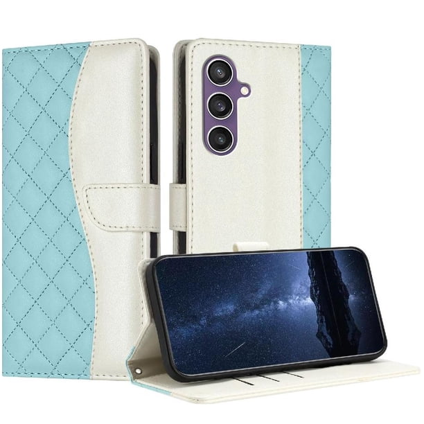 Funda Tipo Cartera Acolchada para Samsung Galaxy S23 FE con Bloqueo RFID Ranuras y Correa Verde