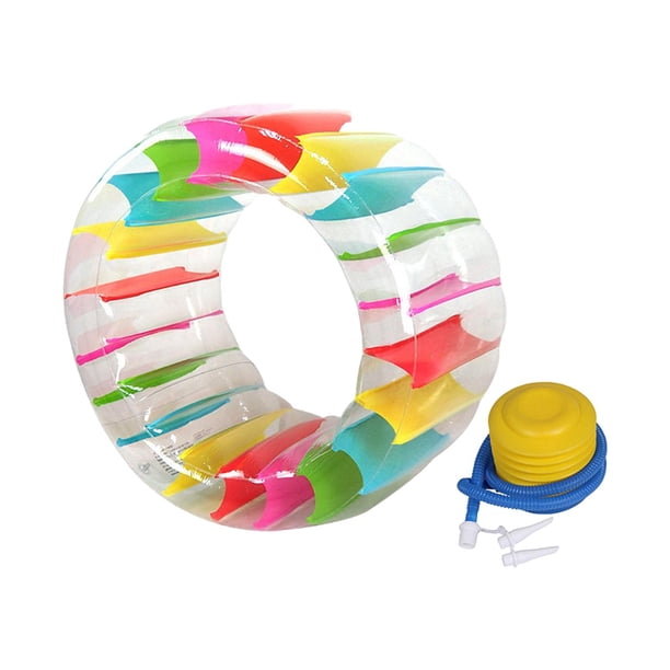 Rueda inflable para el agua, piscina, anillo de natación, flotador de rodillos colorido para amigos gigantes con bomba de pie para interiores y exteri 100cmx60cm