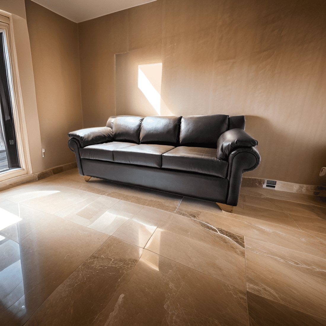 Muebles New - Sofa Tres Cuerpos Ecocuero Chocolate