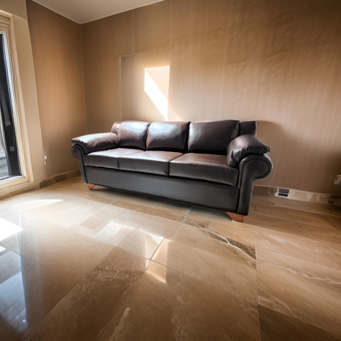 Muebles New - Sofa Tres Cuerpos Ecocuero Chocolate