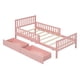 thumbnail image 2 of Twin Size Wood Platform Bed with Guardrails on Both Sides and Two Storage Drawers ,Pink, 2 of 3