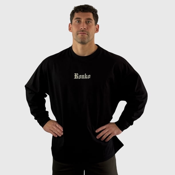 Polera Premium Cotton Manga Larga Negro Hombre Konko