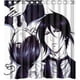 thumbnail image 1 of Cortina de ducha de dibujos animados de The Black Butler, juego de cortina de baño con ganchos, tamaño 66 x 72 pulgadas, 1 of 3
