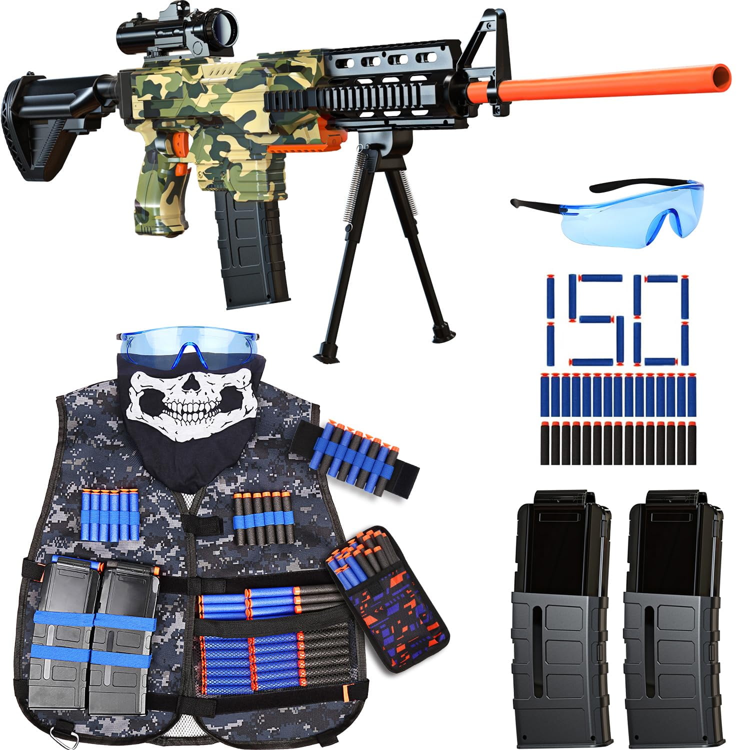 Rifle De Francotirador Automático Toy Gun Vioofun Con Chaleco Táctico Y 150 Dardos