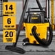 thumbnail image 2 of Aspiradora de taller DEWALT DXV14P, 14 galones, 6 HP, para productos húmedos y secos con ventilador, 2 of 3